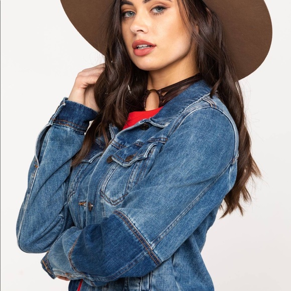 🔖New L FREE PEOPLE Rumors Denim Jacket Indigo - Picture 7 of 14